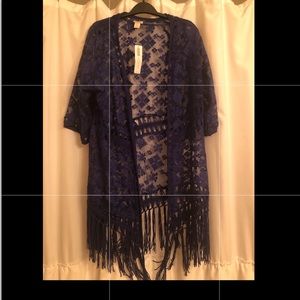 Dark blue Chico’s beautiful long cardigan.